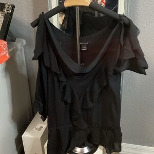 Women's Black Ruffled Top - White House black market size large